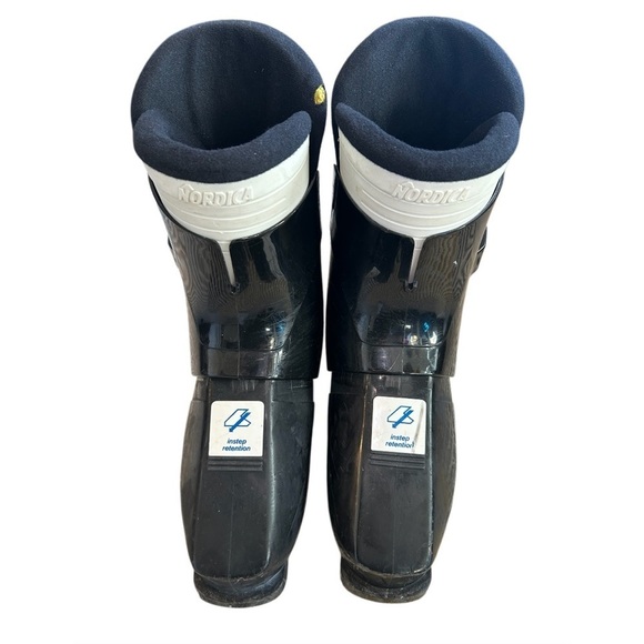 RETRO NORDICA N607 SKI BINDINGS + CARRY BAG, BLACK & WHITE, WOMENS SIZE 9-10 - Picture 8 of 11